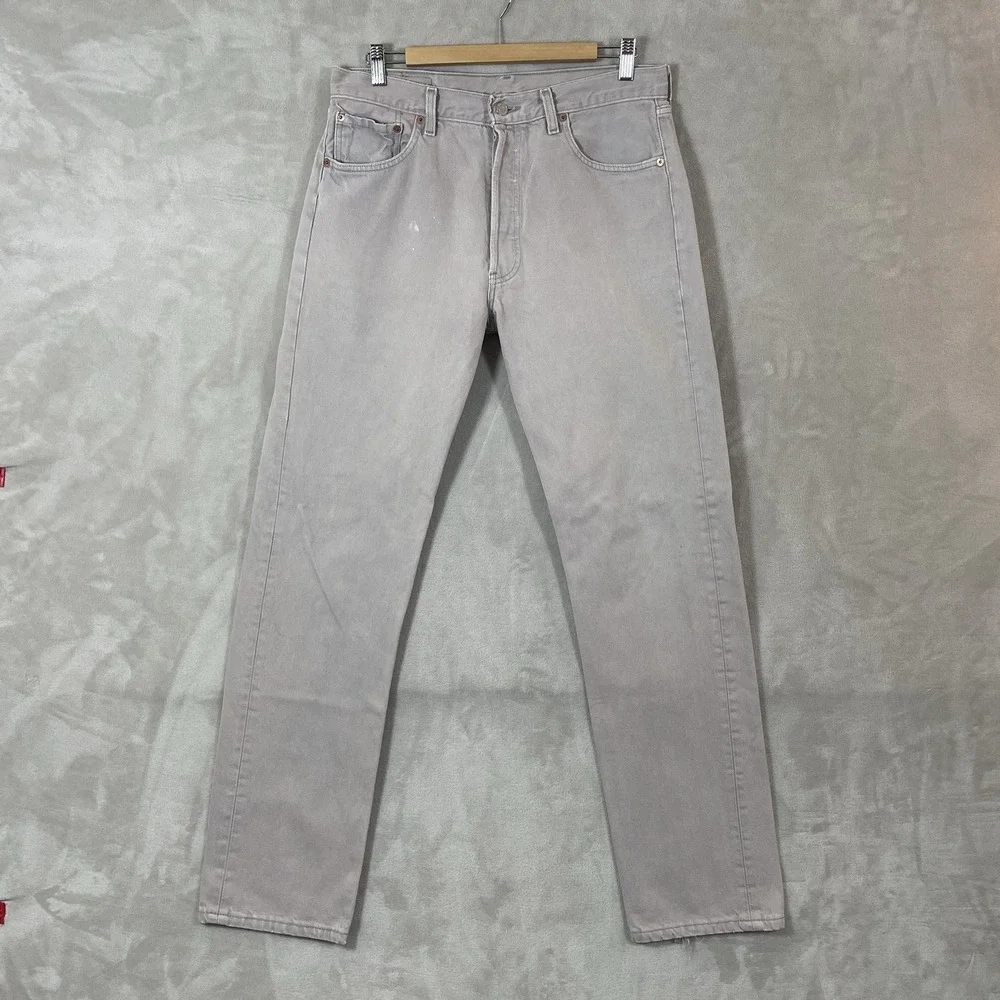 VTG Levi's 501 0648 Light Gray Denim Jeans Made in USA Men's 34x34 (fit 33x33)